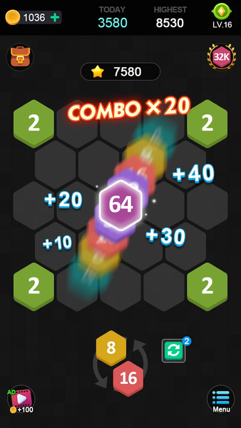 Merge puzzle - Hexa - Gameplay image of android game
