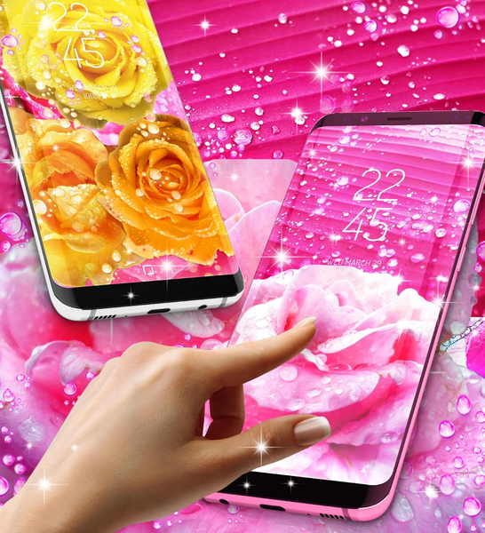 Rose pink water drop wallpaper - Image screenshot of android app