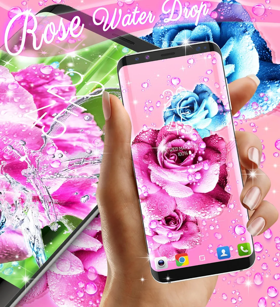 Rose pink water drop wallpaper - Image screenshot of android app