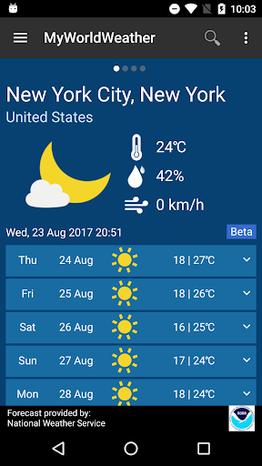 MyWorldWeather - عکس برنامه موبایلی اندروید