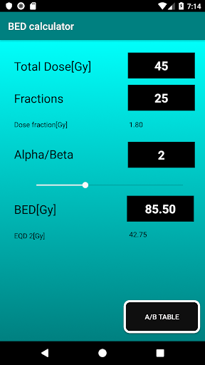 BED (Radiotherapy Dose) calcul - عکس برنامه موبایلی اندروید