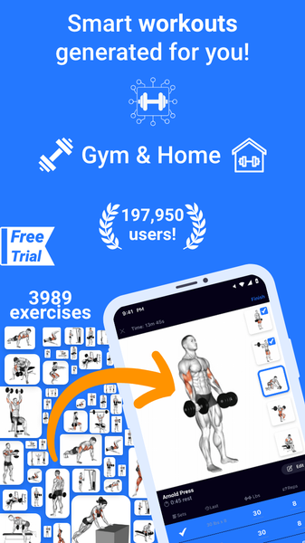 Workout Planner Gym&Home:FitAI - عکس برنامه موبایلی اندروید