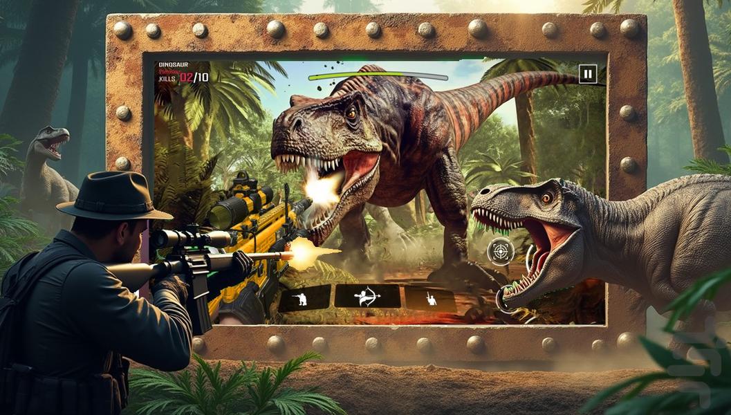 بازی شکار دایناسور| تفنگ بازی - Gameplay image of android game