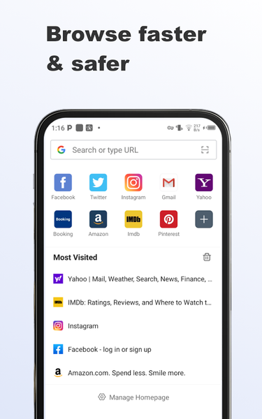 Fiery Browser - Fast & Private - عکس برنامه موبایلی اندروید