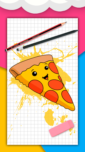 How to draw cute food by steps - Image screenshot of android app