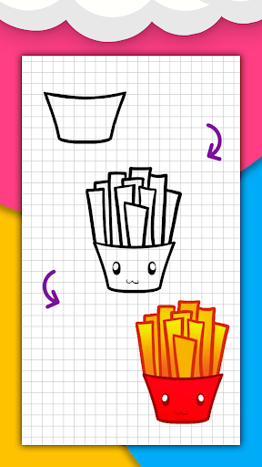 How to draw cute food by steps - Image screenshot of android app