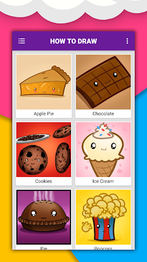 How to draw cute food by steps - Image screenshot of android app