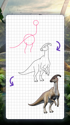How to draw dinosaurs by steps - Image screenshot of android app