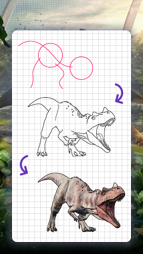 How to draw dinosaurs by steps - Image screenshot of android app
