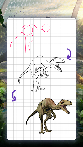 How to draw dinosaurs by steps - Image screenshot of android app