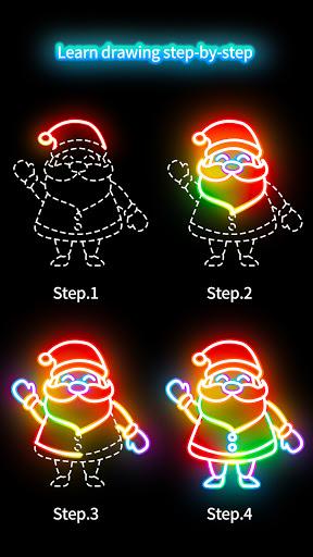 Draw Glow Christmas - Gameplay image of android game