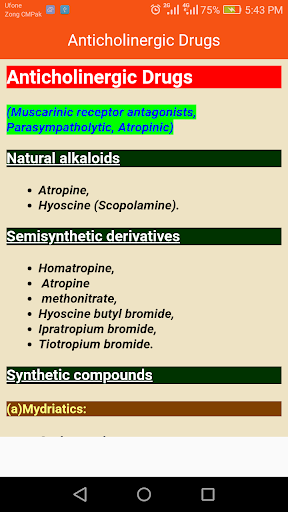 Drugs Classifications & Dosage - Image screenshot of android app