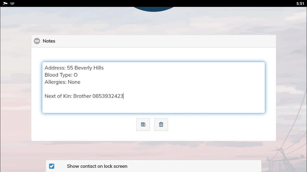 Lock Screen Emergency Contact - Image screenshot of android app