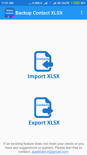 Backup Contact To XLSX ( Impor - Image screenshot of android app