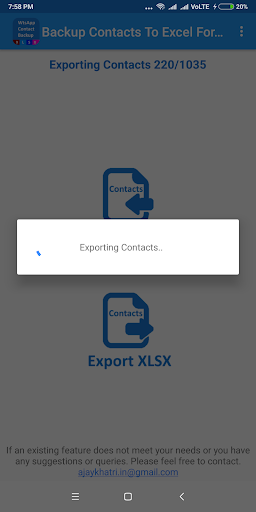 Backup Contacts To Excel For W - Image screenshot of android app