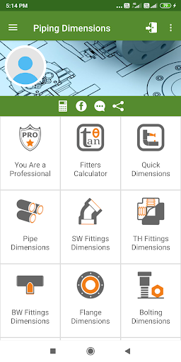 Piping Dimensions - Image screenshot of android app