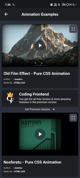 Coding Frontend: HTML, CSS, JS - Image screenshot of android app