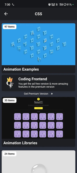 Coding Frontend: HTML, CSS, JS - عکس برنامه موبایلی اندروید