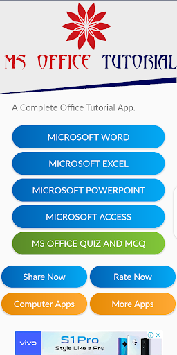 MS OFFICE (WORD EXCEL POWERPOINT) TUTORIAL OFFLINE - Image screenshot of android app