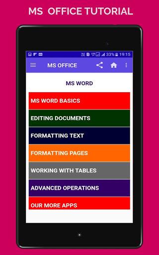MS OFFICE (WORD EXCEL POWERPOINT) TUTORIAL OFFLINE - عکس برنامه موبایلی اندروید