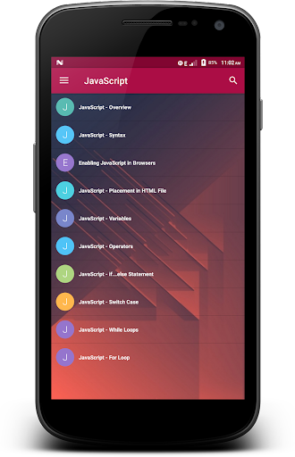 JavaScript Programming - عکس برنامه موبایلی اندروید