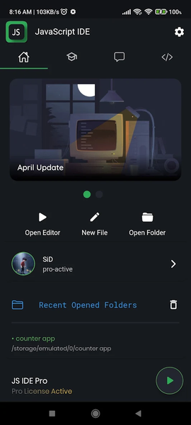 JavaScript Editor - Mobile IDE - عکس برنامه موبایلی اندروید