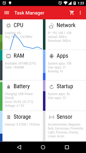 Task Manager: monitor CPU, RAM, and battery - Image screenshot of android app