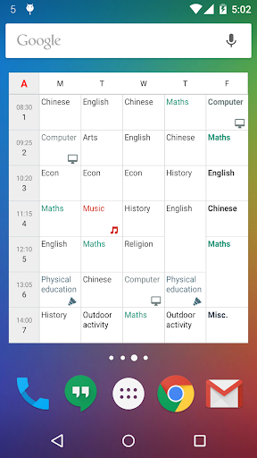 Timetable (Widget) - Image screenshot of android app