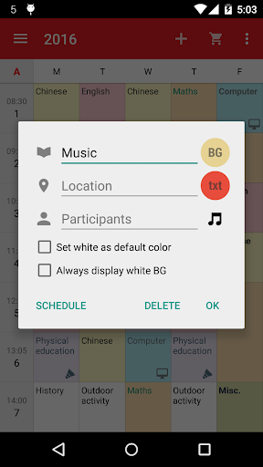 Timetable (Widget) - عکس برنامه موبایلی اندروید