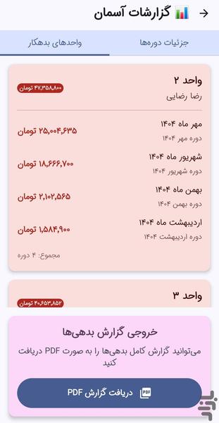 شارژیار _ مدیریت شارژ ساختمان - عکس برنامه موبایلی اندروید