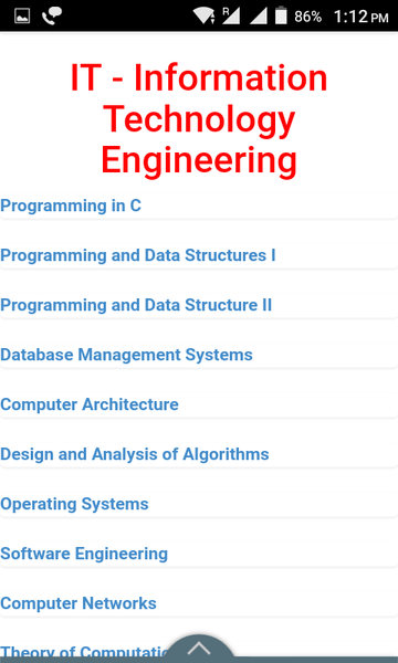 IT Engineering study Notes - Image screenshot of android app