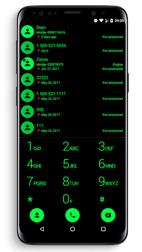 Dialer Theme Black Green drupe - عکس برنامه موبایلی اندروید