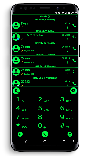 Dialer Theme Black Green drupe - عکس برنامه موبایلی اندروید