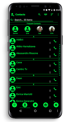 Dialer Theme Black Green drupe - عکس برنامه موبایلی اندروید