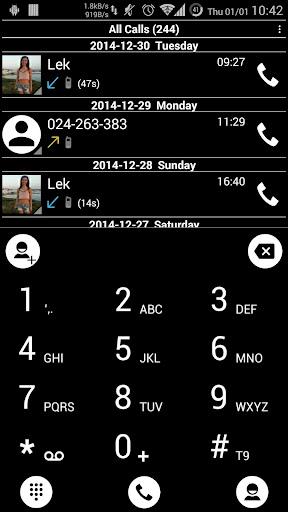 Dialer Theme Black White drupe - عکس برنامه موبایلی اندروید