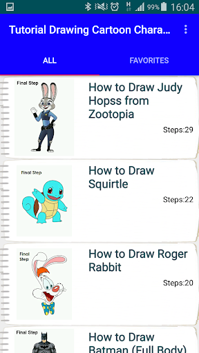 Tutorial Drawing Cartoon Characters - Image screenshot of android app