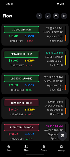 Bullflow - Live Options Flow - Image screenshot of android app