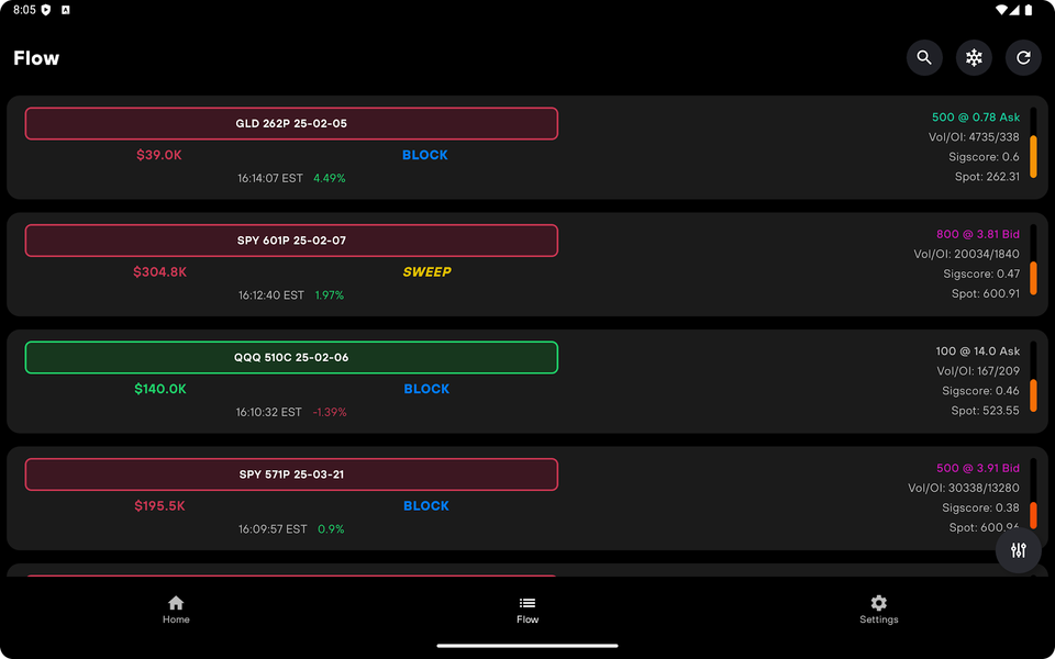 Bullflow - Live Options Flow - Image screenshot of android app
