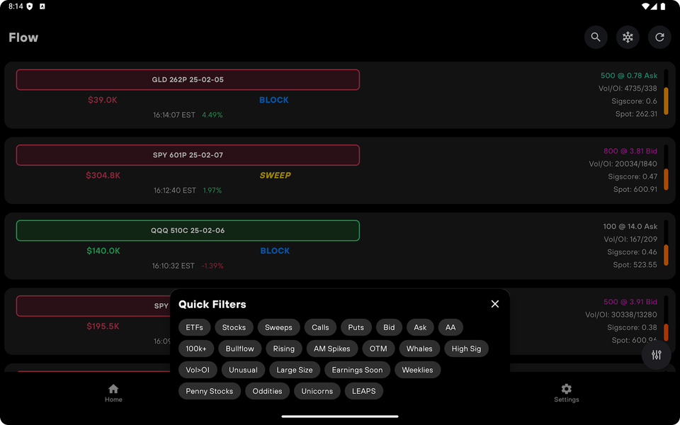Bullflow - Live Options Flow - Image screenshot of android app