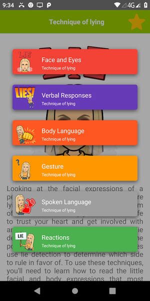 Technique of lying - Image screenshot of android app