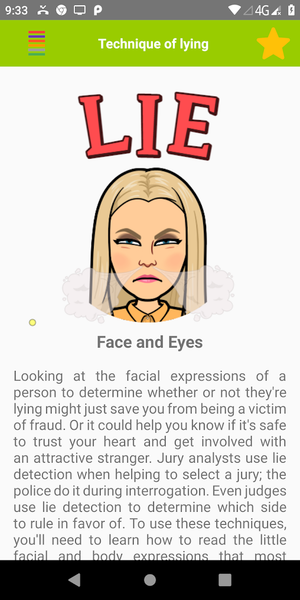 Technique of lying - Image screenshot of android app