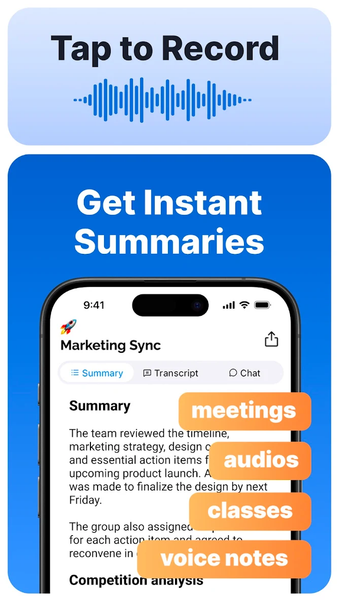 Summary - AI Note Taker - عکس برنامه موبایلی اندروید