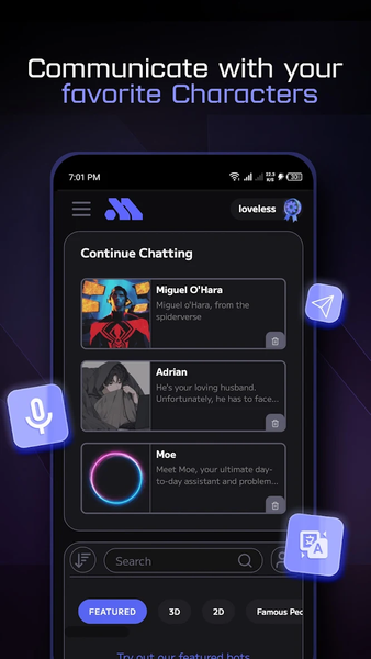 Moemate: Character AI Chat - Image screenshot of android app