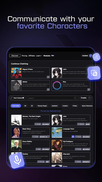 Moemate: Character AI Chat - عکس برنامه موبایلی اندروید