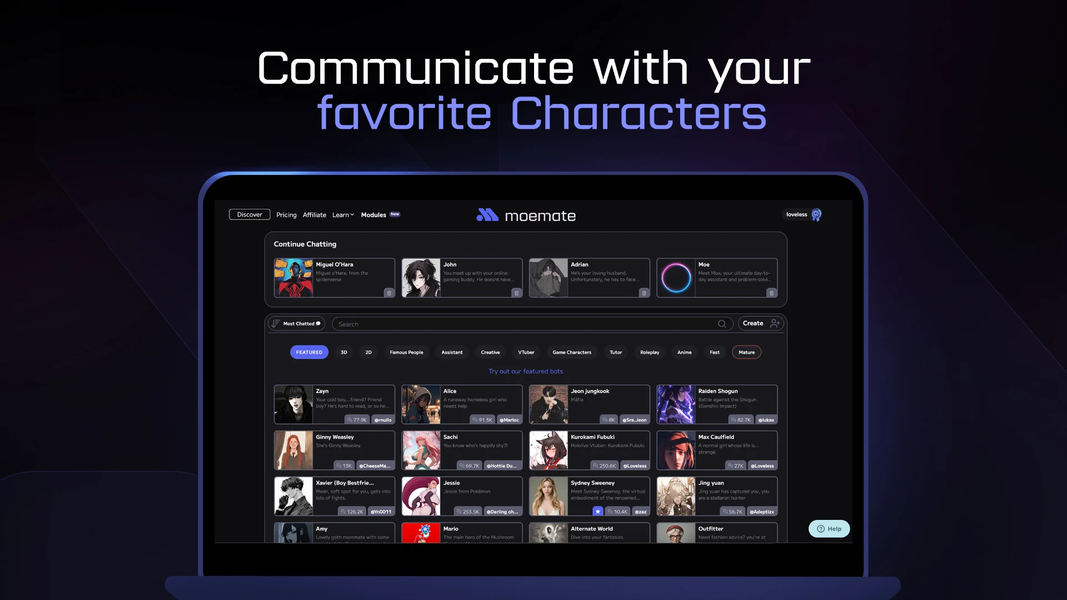 Moemate: Character AI Chat - عکس برنامه موبایلی اندروید