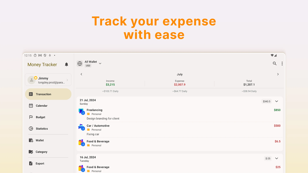 Money Tracker: Expense Manager - عکس برنامه موبایلی اندروید