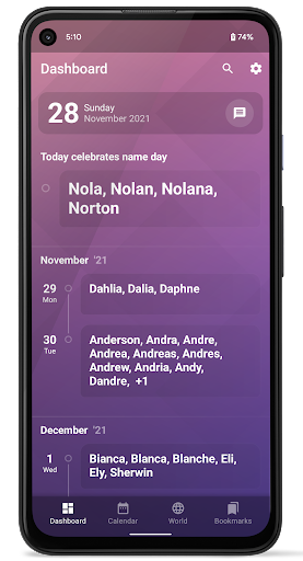 Name day calendar - Image screenshot of android app