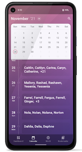 Name day calendar - Image screenshot of android app