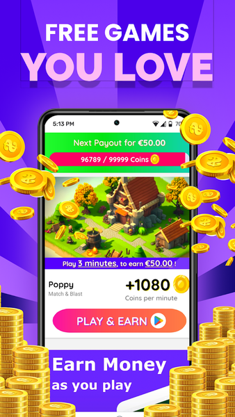 MONEY CASH - Play Games & Earn - عکس برنامه موبایلی اندروید