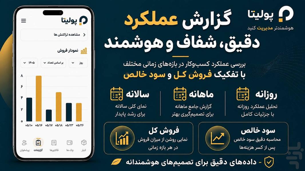 حسابداری،فاکتور،پولیتا - عکس برنامه موبایلی اندروید